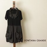 FONTANA GRANDE (フォンタナグランデ)　ギャザー衿付き半袖切替ワンピースの画像
