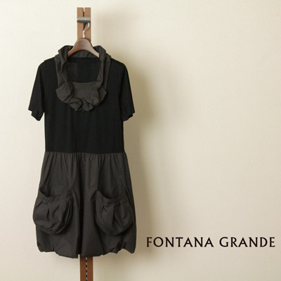 FONTANA GRANDE (フォンタナグランデ) ギャザー衿付き半袖切替ワンピース