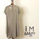 IMMAGO (インマーゴ) 麻素材の半袖ボーダー柄ワンピース(ペチコート付)の商品画像