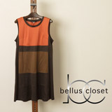 bellus closet (ベルス クローゼット)配色ブロックボーダーのノースリーブチュニックの商品画像