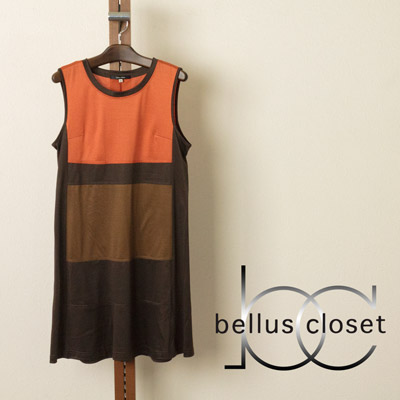 bellus closet (ベルスクローゼット) 配色ブロックボーダーのノースリーブチュニック