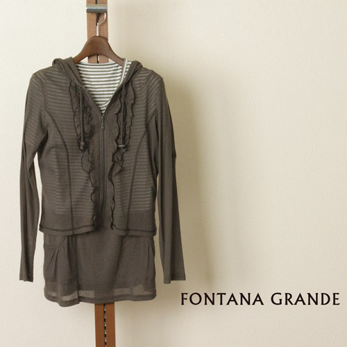 FONTANA GRANDE (フォンタナグランデ) フード付カーディガン + 半袖チュニック丈カットソーの商品メイン画像