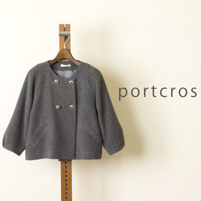 portcros (ポートクロス) アンゴラ混ノーカラーウールジャケットの商品画像