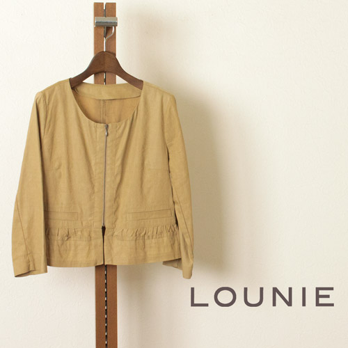 LOUNIE (ルーニィ) 麻混ツイル製品洗いノーカラージャケットのメイン画像