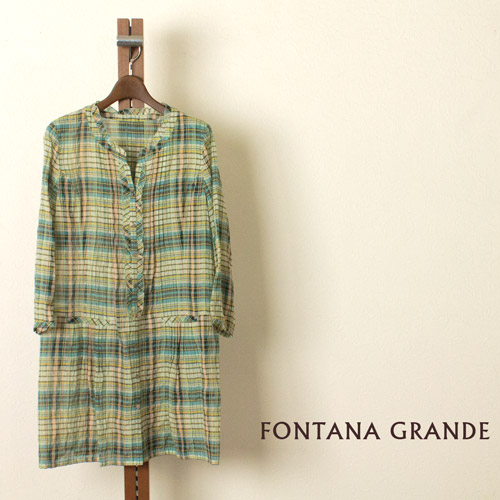 FONTANA GRANDE(フォンタナグランデ)　シルク混チェック柄長袖ブラウスジャケットのメイン画像