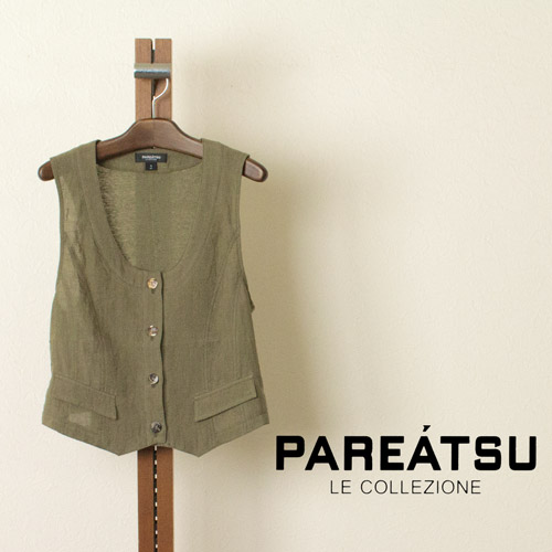 PAREATSU (パレアッツ) ☆LEE11月号掲載作品☆麻素材のUネックベストの商品メイン画像
