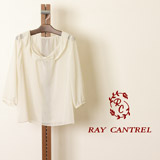 RAY CANTREL (レイ　カントレル)　リボン風の衿が可愛いシフォン水玉ブラウスの画像