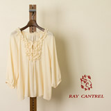 ヤンガニー姉妹ブランド RAY CANTREL (レイキャントレル) 胸元フリルラグランブラウス
