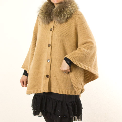 LOUNIE (ルーニィ) ファー付ニットポンチョの商品画像