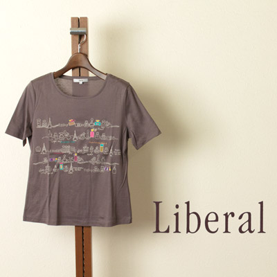 Liberal (リベラル) 汗ジミ防止加工 香水ビンプリントTシャツ