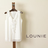 LOUNIE (ルーニィ)　レーヨン混ベア天竺 + ポリシフォンジョーゼットプルオーバーの商品画像