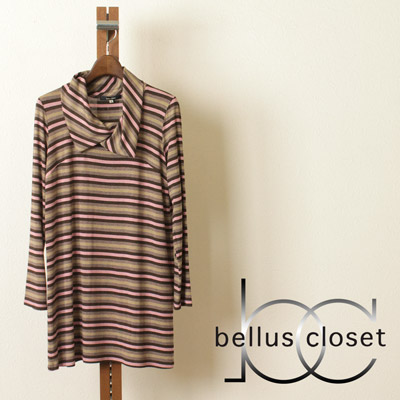 bellus closet (ベルス　クローゼット) 衿付きボーダーチュニック