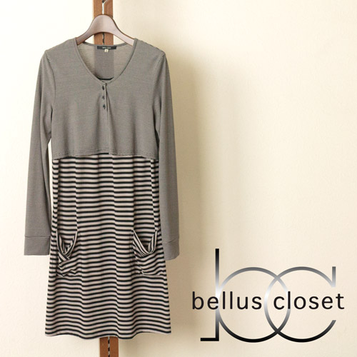 bellus closet (ベルス クローゼット) 重ね着風ボーダーチュニックワンピースのメイン画像